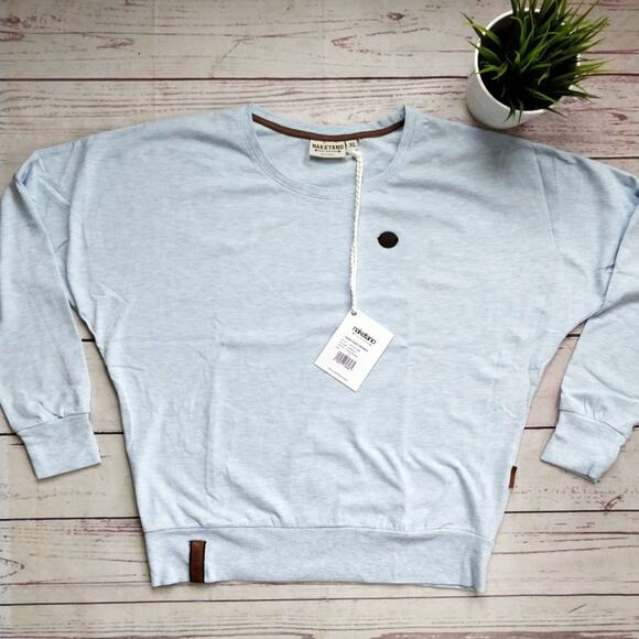 NWT NAKETANO Analbella Dropped Shoulder Sweatshirt Light Blue XL - Picture 2 of 7